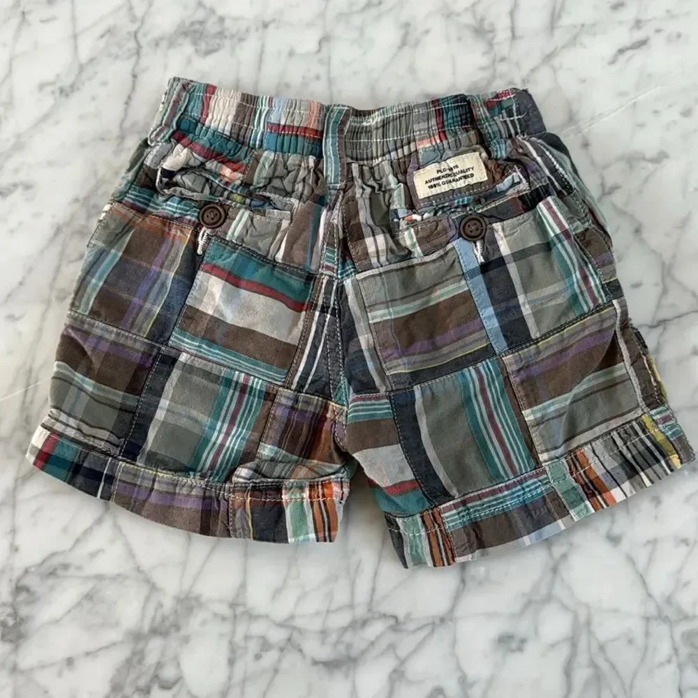 Plaid Patchwork Y2K Preppy Shorts Sz 18 Mo